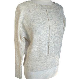 William Rast Alpaca Blend Back V-Neck Oatmeal Popcorn Polka Dot Sweater-XS